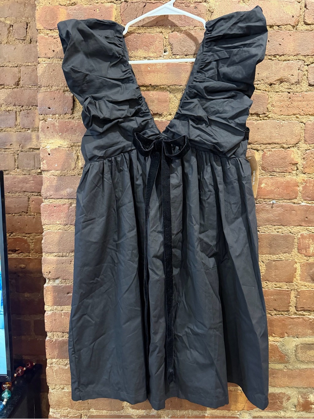 NWT o.p.t Black Ruffled V-Neck Mini Dress